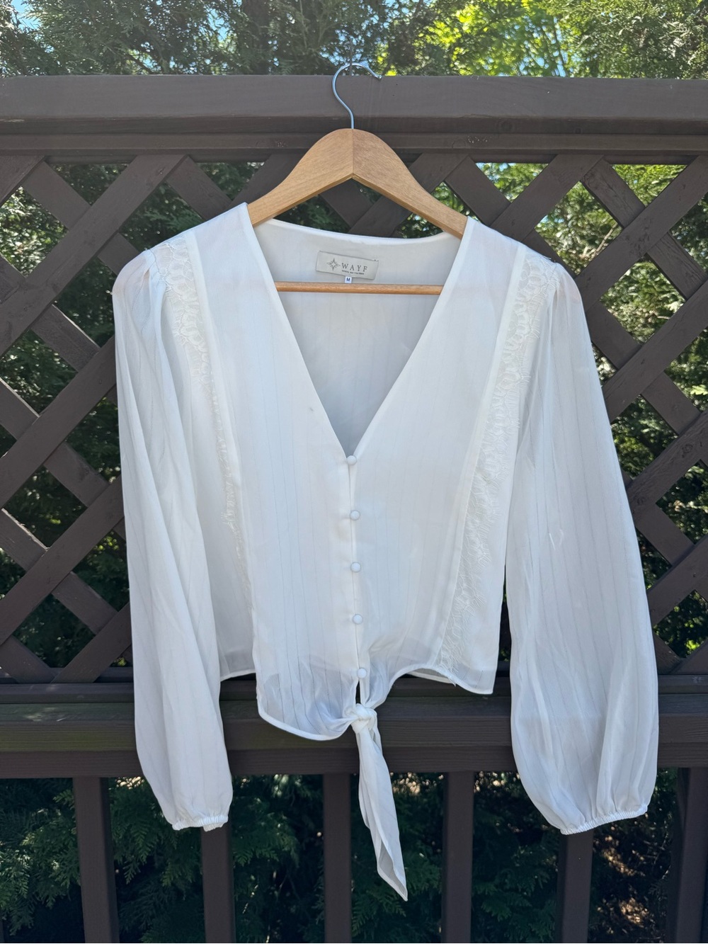 Wayf Tie-Front V-Neck Blouse